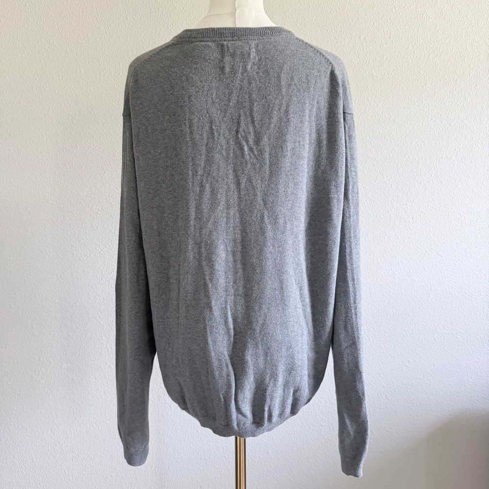 Weatherproof Vintage Mens Gray Cotton Cashmere V-Neck Sweater Size Large L - Picture 4 of 7